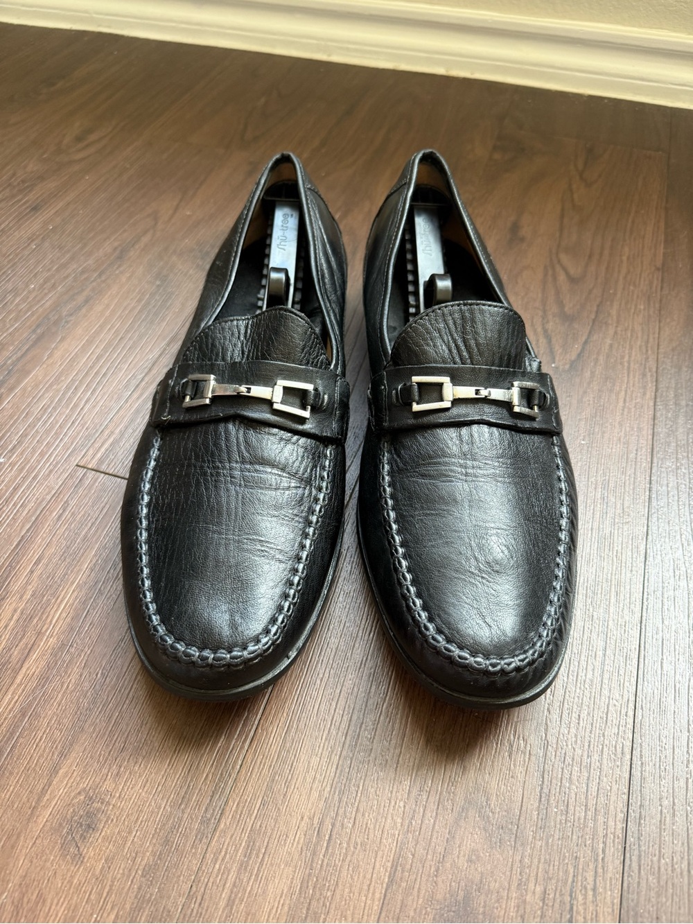 Johnston & Murphy Black Sheepskin Leather Slip On Loafers Classic Shoes Size 13M